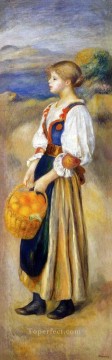 Pierre Auguste Renoir Painting - niña con una canasta de naranjas Pierre Auguste Renoir